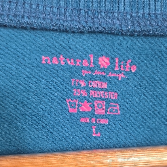 NATURAL LIFE Loved Script Chain-Stitch Sweatshirt in Teal - Picture 8 of 9